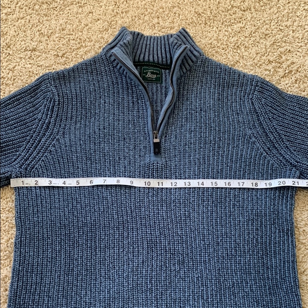 G.H. Bass & Co. Blue Zip Up Sweater with Ribbed Knit - Picture 6 of 11